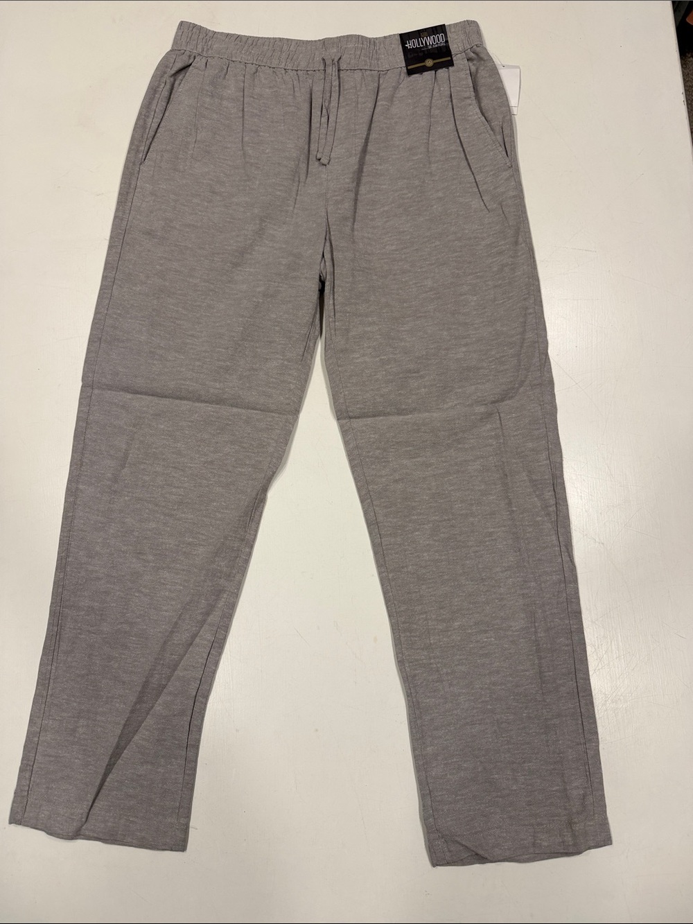 Men’s Relaxed Drawstring Linen Joggers - Gray